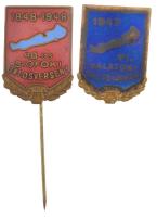 1947. "VI. Balatoni Dalosünnep" zománcozott bronz jelvény (22x15mm) + 1948. "48-as Siófoki Dalosverseny 1848-1948" zománcozott bronz kitűző (22x15mm) T:AU