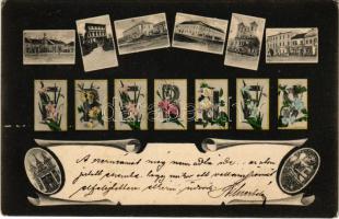 1900 Eperjes, Presov; Szecessziós virágos montázs / Art Nouveau, floral montage (fl)