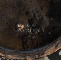 cca 1930 mázas kerámia kaspó, masszába nyomott pecséttel jelezve, kopással, m: 13 cm