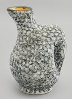 Király Károly hólyagos kerámia váza, lekopott jelzéssel, kopással, m: 17 cm
