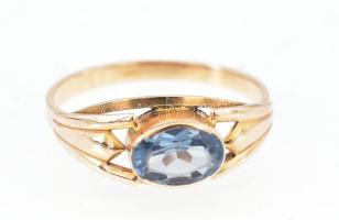 Arany (Au) 14k gyűrű akvamarinnal, jelzett, méret: 51, bruttó:1,52 g