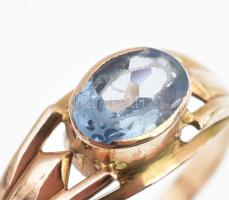Arany (Au) 14k gyűrű akvamarinnal, jelzett, méret: 51, bruttó:1,52 g