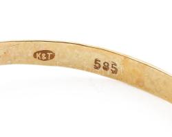 Arany (Au) 14K gyűrű, jelzett, méret: 59, bruttó: 0,85 g