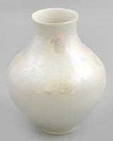 Hollóházi irizáló mázas váza, jelzéssel, minimális kopással, m: 18 cm