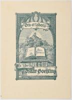 Antoine O: Ex Libris Oskar Boehling, klisé, zöld színű változat 10,2 x 14 cm