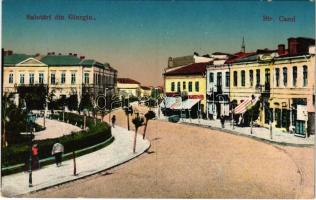 Giurgiu, Gyurgyevó, Gyurgyó; Str. Carol. Editura Socec & Co. S. A. No. 384. / street view, shops