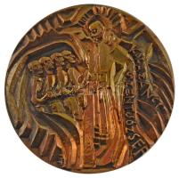 Budahelyi Tibor (1945-) Kalazanci Szent József / A Piarista Rend 350 éve Magyarországon öntött bronz emlékplakett (98mm) T:UNC