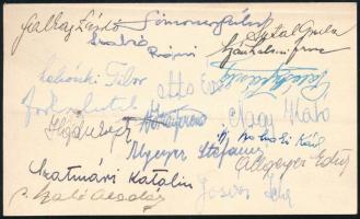 cca 1930-1940 Újévi üdvözlőkártya aláírásokkal, pecséttel, MOVE Rákosligeti TSF Atlétikai Szakosztál...