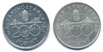1992. 200Ft Ag "MNB" + 1994. 200Ft "Deák" T:AU,XF Adamo F13, F13.1