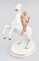 Schaubachkunst lovagló akt Kézzel festett, jelzett, kis kopással 20 cm