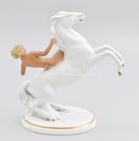 Schaubachkunst lovagló akt Kézzel festett, jelzett, kis kopással 20 cm