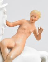 Schaubachkunst lovagló akt Kézzel festett, jelzett, kis kopással 20 cm