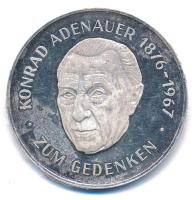NSZK 1967. Konrad Adenauer emlékére 1876-1967 / A szabadság oldalán állunk Ag emlékérem (26g/0.999/40mm) T:AU (PP) patina FRG 1967. To the Memory of Konrad Adenauer 1876-1967 / We are on the side of freedom Ag commemorative medallion (26g/0.999/40mm) C:AU (PP) patina