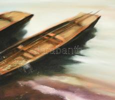 Kakucsi Csernák Zoltán (1976-): Dunai Hajnal. Olaj, karton. Jelzett. Dekoratív fakeretben. 60x80 cm