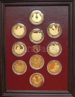 Németország DN "Az Adenauer-korszak" 10db klf aranyozott (24K) Ag emlékérem 10x31,66g, dekoratív díszcsomagolásban, ismertetőkkel, tanúsítvánnyal! T:PP