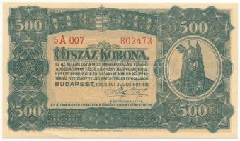 1923. 500K 5A 007 802473 Magyar Pénzjegynyomda Rt. Budapest nyomdahely jelöléssel T:VF Adamo K34