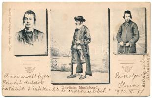 1900 Üdvözlet Munkácsról! Zsidó típusok, Judaika. Bertsik Emil kiadása / Jews men from Mukachevo, Judaica (EB)