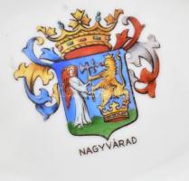 Nagyvárad Herendi porcelán kínáló és tálka Nagyvárad címerével. Kézzel festett, jelzett, minimális k...