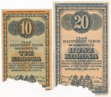 Sopronnyék / hadifogolytábor 1916.06.16. 10K + 20K római sorozatszám és arab sorszámmal T:F,VG egyik...