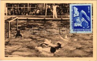 Magyar vízilabda mérkőzés, sport / Hungarian water polo match + 1958 1 Ft EUROPA-BAJNOKSÁG MAGYAR POSTA