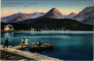 Tátra, Magas-Tátra, Vysoké Tatry; Csorba-tó, "GIZELLA" csónak / Strbské pleso / lake, rowing boat