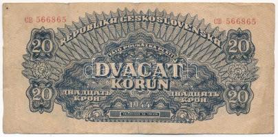 Csehszlovákia 1944. 20K T:F folt Czechoslovakia 1944. 20 Korun C:F spot Krause P#47