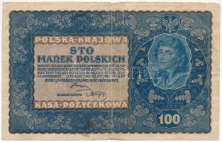 Lengyelország 1919. 100M T:F folt, kis szakadások Poland 1919. 100 Marek C:F spot, small tears  Krause P#27