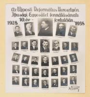 1938 Újpesti Ref. Keresztyén ifj. Egyesület tablófotói a 10 éves jubileumi évfordulóról (1982-1938),...