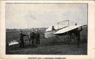Montigny gróf a repülőgépen felszállás előtt / vintage aircraft (kis szakadás / small tear)
