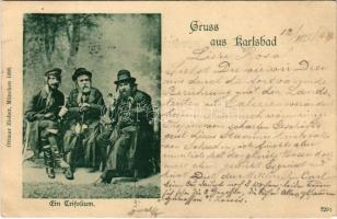 1899 (Vorläufer) Gruss aus Karlsbad: Ein Trifolium. Ottmar Zieher 1898. / Zsidó fürdővendégek Karlovy Vary-ból. Judaika / Jewsih spa guests from Karlovy Vary. Judaica (Rb)