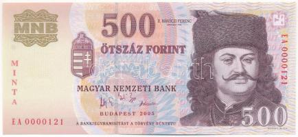 2005. 500Ft "MINTA" felülnyomással, "EA 0000121" sorszámmal T:UNC Adamo F54DM2