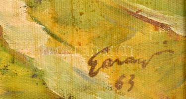 Garanyi József (1921-2009): Latorca menti táj (Kárpátalja), 1963. Olaj, vászon. Jelezve jobbra lent....