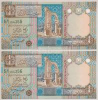 Líbia DN (2002) 1/4D (2x) sorszámkövetők T:UNC Lybia ND (2002) 1/4 Dinar (2x) consecutive serials C:UNC