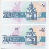 Bulgária 1991. 20L (2x) sorszámkövetők T:UNC 
Bulgaria 1991. 20 Leva (2x) consecutive serials C:UNC...