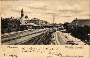 1902 Győr, vasútállomás, pályaudvar. Berecz Viktor kiadása (fl)