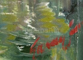 Garanyi József (1921-2009): Latorcai partrészlet (Kárpátalja). Olaj, vászon. Jelezve jobbra lent. Ki...