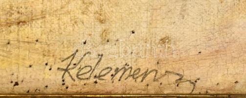 Kelemen József (1880-1944): Munkácsi utcarészlet (Kárpátalja). Olaj, karton. Jelezve jobbra lent. De...