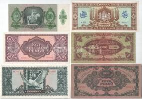 1936. 10P + 1945. 1000P "MNB" bélyeggel + 10.000P "MNB" bélyeggel + 100.000P + 1...