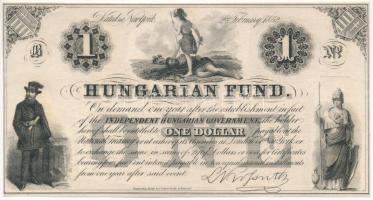 1852. 1$ B Kossuth bankó sorszám nélkül T:UNC Hungary 1852. 1 Dollar B Hungarian Fund without serial number C:AU kis folt Adamo G117/1b