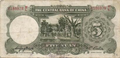 Kína 1910-40-es évek 5db klf bankjegy T:vegyes