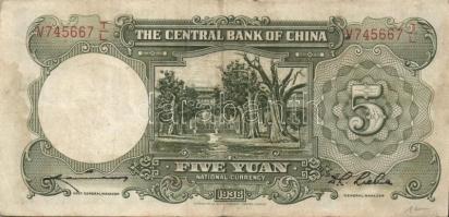 Kína 1910-40-es évek 5db klf bankjegy T:vegyes
