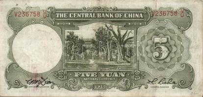 Kína 1910-40-es évek 5db klf bankjegy T:vegyes