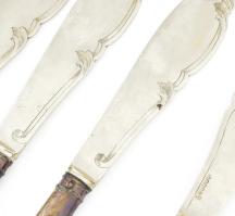 6 személyes ezüst nyelű halas késlet (Ag) kés és villa kb nettó 180 g