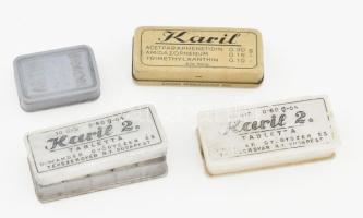 4 darab antik pirulás doboz, közte Karil, Artin