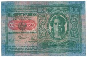 1912. 100K piros "DEUTSCHÖSTERREICH" felülbélyegzéssel, "2654 64625" sorszámmal ...