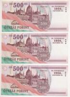 2006. 500Ft (3x) "A forradalom 50. évfordulója 1956. október 23." sorszámkövetők "EC&...