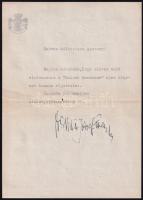 1944 József Ferenc királyi herceg aláírt fejléces levele borítékkal