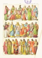 Friedrich Hottenroth (1840-1917): 18 db francia történelmi és katonai viselet. Színes litográfia, pa...