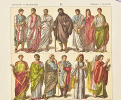 Friedrich Hottenroth (1840-1917): 11 db római kori és itáliai történelmi, részben katonai viselet. S...