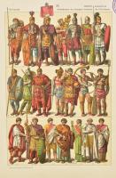 Friedrich Hottenroth (1840-1917): 11 db római kori és itáliai történelmi, részben katonai viselet. S...